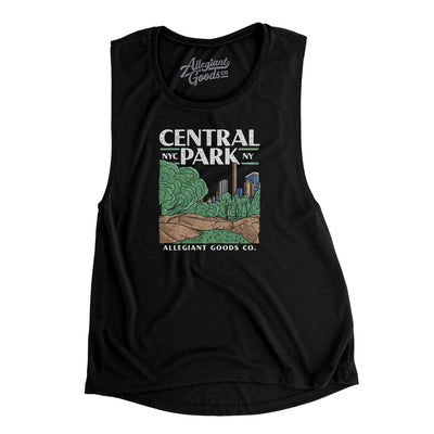 Central Park Women's Flowey Scoopneck Muscle Tank-Black-Allegiant Goods Co. Vintage Sports Apparel