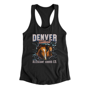 Denver Football Throwback Mascot Women's Racerback Tank-Allegiant Goods Co. Vintage Sports Apparel