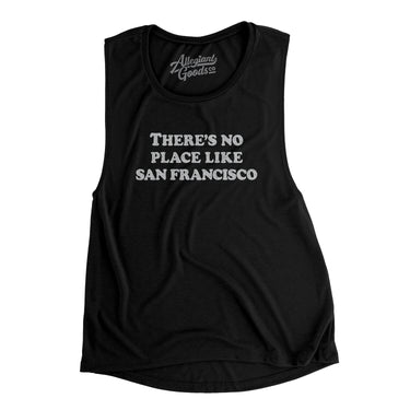 There's No Place Like San Francisco Women's Flowey Scoopneck Muscle Tank-Black-Allegiant Goods Co. Vintage Sports Apparel