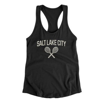 Salt Lake City Tennis Women's Racerback Tank-Black-Allegiant Goods Co. Vintage Sports Apparel