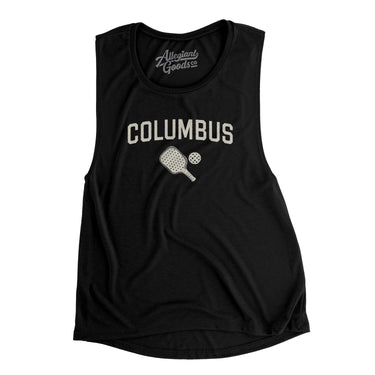 Columbus Pickleball Women's Flowey Scoopneck Muscle Tank-Black-Allegiant Goods Co. Vintage Sports Apparel