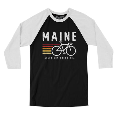 Maine Cycling Men/Unisex Raglan 3/4 Sleeve T-Shirt-Black|White-Allegiant Goods Co. Vintage Sports Apparel