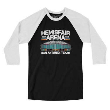Hemisfair Arena Men/Unisex Raglan 3/4 Sleeve T-Shirt-Allegiant Goods Co. Vintage Sports Apparel