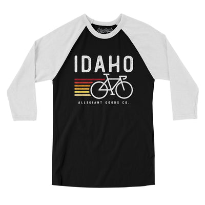 Idaho Cycling Men/Unisex Raglan 3/4 Sleeve T-Shirt-Black|White-Allegiant Goods Co. Vintage Sports Apparel