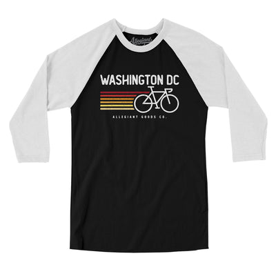 Washington Dc Cycling Men/Unisex Raglan 3/4 Sleeve T-Shirt-Black|White-Allegiant Goods Co. Vintage Sports Apparel