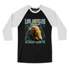 Los Angeles Football Throwback Mascot - Horse Men/Unisex Raglan 3/4 Sleeve T-Shirt-Black|White-Allegiant Goods Co. Vintage Sports Apparel
