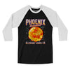 Phoenix Basketball Throwback Mascot Men/Unisex Raglan 3/4 Sleeve T-Shirt-Black|White-Allegiant Goods Co. Vintage Sports Apparel