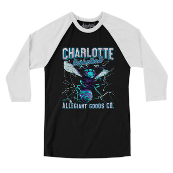 Charlotte Basketball Throwback Mascot Men/Unisex Raglan 3/4 Sleeve T-Shirt-Allegiant Goods Co. Vintage Sports Apparel