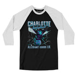 Charlotte Basketball Throwback Mascot Men/Unisex Raglan 3/4 Sleeve T-Shirt-Allegiant Goods Co. Vintage Sports Apparel