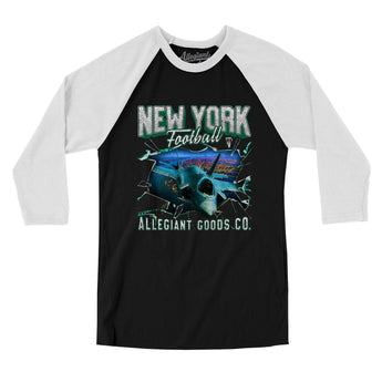 New York Football Throwback Mascot Men/Unisex Raglan 3/4 Sleeve T-Shirt-Allegiant Goods Co. Vintage Sports Apparel