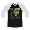 Los Angeles Football Throwback Mascot - Ram Men/Unisex Raglan 3/4 Sleeve T-Shirt-Black|White-Allegiant Goods Co. Vintage Sports Apparel