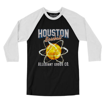 Houston Baseball Throwback Mascot Men/Unisex Raglan 3/4 Sleeve T-Shirt-Allegiant Goods Co. Vintage Sports Apparel