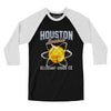 Houston Baseball Throwback Mascot Men/Unisex Raglan 3/4 Sleeve T-Shirt-Black|White-Allegiant Goods Co. Vintage Sports Apparel