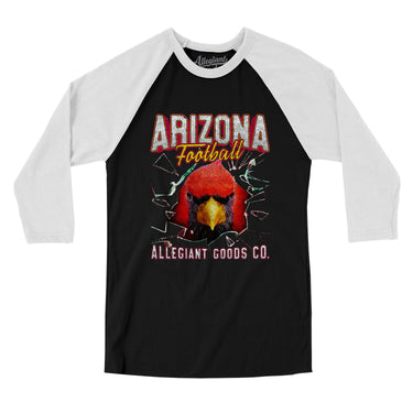 Arizona Football Throwback Mascot Men/Unisex Raglan 3/4 Sleeve T-Shirt-Allegiant Goods Co. Vintage Sports Apparel