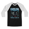 Carolina Football Throwback Mascot Men/Unisex Raglan 3/4 Sleeve T-Shirt-Black|White-Allegiant Goods Co. Vintage Sports Apparel