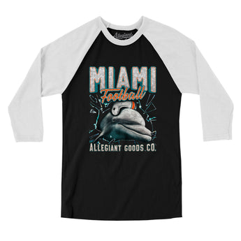 Miami Football Throwback Mascot Men/Unisex Raglan 3/4 Sleeve T-Shirt-Allegiant Goods Co. Vintage Sports Apparel
