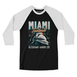 Miami Football Throwback Mascot Men/Unisex Raglan 3/4 Sleeve T-Shirt-Allegiant Goods Co. Vintage Sports Apparel