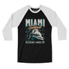 Miami Football Throwback Mascot Men/Unisex Raglan 3/4 Sleeve T-Shirt-Black|White-Allegiant Goods Co. Vintage Sports Apparel