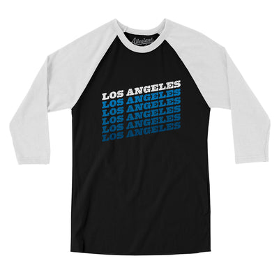 Los Angeles Vintage Repeat Men/Unisex Raglan 3/4 Sleeve T-Shirt-Black|White-Allegiant Goods Co. Vintage Sports Apparel