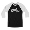 Massachusetts State Shape Text Men/Unisex Raglan 3/4 Sleeve T-Shirt-Black|White-Allegiant Goods Co. Vintage Sports Apparel