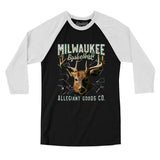 Milwaukee Basketball Throwback Mascot Men/Unisex Raglan 3/4 Sleeve T-Shirt-Allegiant Goods Co. Vintage Sports Apparel