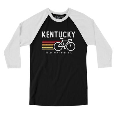 Kentucky Cycling Men/Unisex Raglan 3/4 Sleeve T-Shirt-Black|White-Allegiant Goods Co. Vintage Sports Apparel