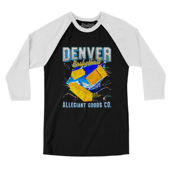 Denver Basketball Throwback Mascot Men/Unisex Raglan 3/4 Sleeve T-Shirt-Allegiant Goods Co. Vintage Sports Apparel