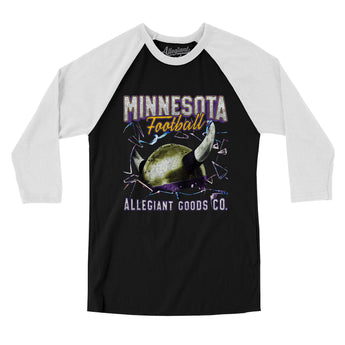 Minnesota Football Throwback Mascot Men/Unisex Raglan 3/4 Sleeve T-Shirt-Allegiant Goods Co. Vintage Sports Apparel
