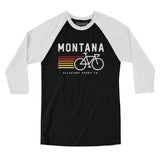 Montana Cycling Men/Unisex Raglan 3/4 Sleeve T-Shirt-Black|White-Allegiant Goods Co. Vintage Sports Apparel