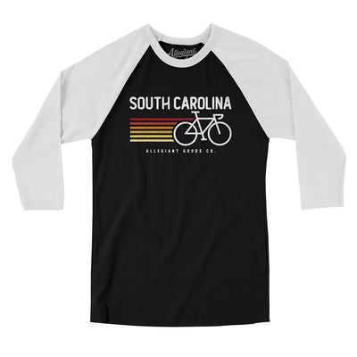 South Carolina Cycling Men/Unisex Raglan 3/4 Sleeve T-Shirt-Black|White-Allegiant Goods Co. Vintage Sports Apparel