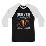 Denver Football Throwback Mascot Men/Unisex Raglan 3/4 Sleeve T-Shirt-Allegiant Goods Co. Vintage Sports Apparel