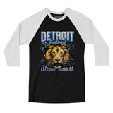 Detroit Football Throwback Mascot Men/Unisex Raglan 3/4 Sleeve T-Shirt-Allegiant Goods Co. Vintage Sports Apparel