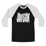 Oregon State Shape Text Men/Unisex Raglan 3/4 Sleeve T-Shirt-Black|White-Allegiant Goods Co. Vintage Sports Apparel