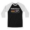 Minneapolis Cycling Men/Unisex Raglan 3/4 Sleeve T-Shirt-Black|White-Allegiant Goods Co. Vintage Sports Apparel