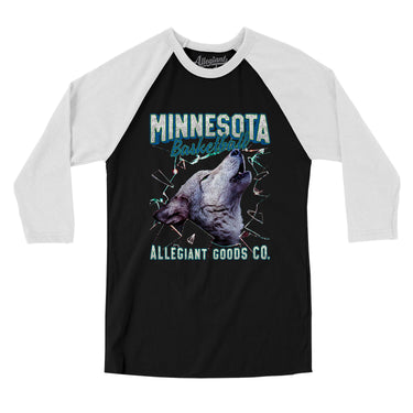 Minnesota Basketball Throwback Mascot Men/Unisex Raglan 3/4 Sleeve T-Shirt-Allegiant Goods Co. Vintage Sports Apparel
