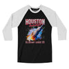 Houston Basketball Throwback Mascot Men/Unisex Raglan 3/4 Sleeve T-Shirt-Black|White-Allegiant Goods Co. Vintage Sports Apparel