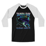 Tampa Bay Baseball Throwback Mascot Men/Unisex Raglan 3/4 Sleeve T-Shirt-Allegiant Goods Co. Vintage Sports Apparel