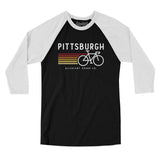 Pittsburgh Cycling Men/Unisex Raglan 3/4 Sleeve T-Shirt-Black|White-Allegiant Goods Co. Vintage Sports Apparel