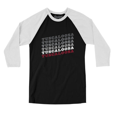 Tuscaloosa Vintage Repeat Men/Unisex Raglan 3/4 Sleeve T-Shirt-Black|White-Allegiant Goods Co. Vintage Sports Apparel