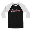 Portland Overprint Men/Unisex Raglan 3/4 Sleeve T-Shirt-Black|White-Allegiant Goods Co. Vintage Sports Apparel