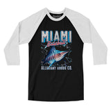 Miami Baseball Throwback Mascot Men/Unisex Raglan 3/4 Sleeve T-Shirt-Allegiant Goods Co. Vintage Sports Apparel
