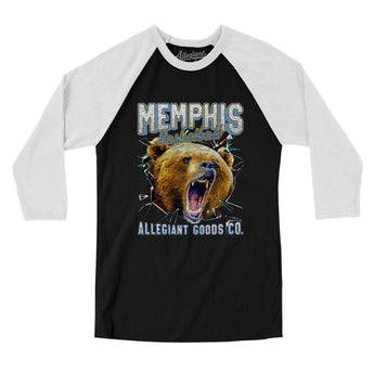Memphis Basketball Throwback Mascot Men/Unisex Raglan 3/4 Sleeve T-Shirt-Allegiant Goods Co. Vintage Sports Apparel