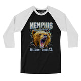 Memphis Basketball Throwback Mascot Men/Unisex Raglan 3/4 Sleeve T-Shirt-Black|White-Allegiant Goods Co. Vintage Sports Apparel