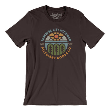 Traverse City Michigan Retro Badge Men/Unisex T-Shirt-Brown-Allegiant Goods Co. Vintage Sports Apparel