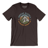 Juneau Alaska Retro Badge Men/Unisex T-Shirt-Brown-Allegiant Goods Co. Vintage Sports Apparel