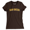 San Diego Varsity Women's T-Shirt-Brown-Allegiant Goods Co. Vintage Sports Apparel