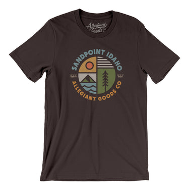 Sandpoint Idaho Retro Badge Men/Unisex T-Shirt-Brown-Allegiant Goods Co. Vintage Sports Apparel