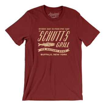 Schutt's Grill Buffalo Men/Unisex T-Shirt-Cardinal-Allegiant Goods Co. Vintage Sports Apparel