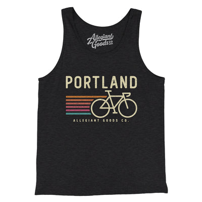 Portland Cycling Men/Unisex Tank Top-Charcoal Black TriBlend-Allegiant Goods Co. Vintage Sports Apparel