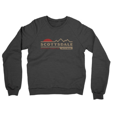 Scottsdale Mountain Sunset Midweight French Terry Crewneck Sweatshirt-Charcoal Heather-Allegiant Goods Co. Vintage Sports Apparel